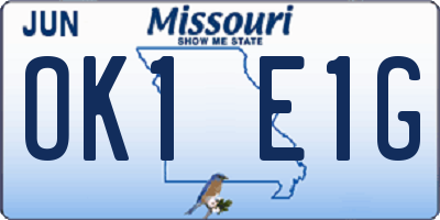 MO license plate OK1E1G