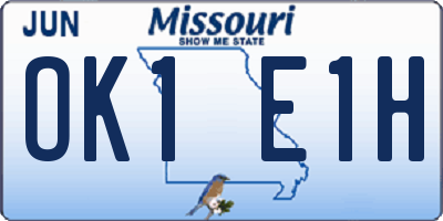 MO license plate OK1E1H