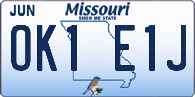 MO license plate OK1E1J