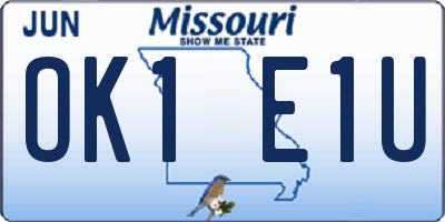 MO license plate OK1E1U