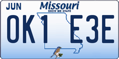 MO license plate OK1E3E