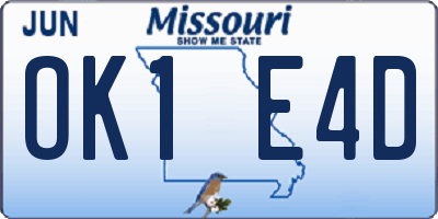 MO license plate OK1E4D