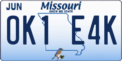 MO license plate OK1E4K