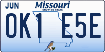 MO license plate OK1E5E
