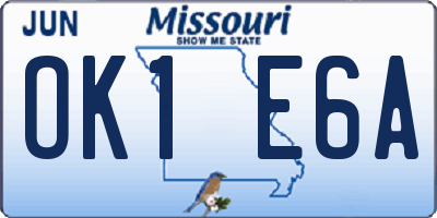MO license plate OK1E6A