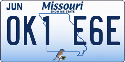 MO license plate OK1E6E
