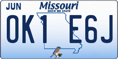 MO license plate OK1E6J