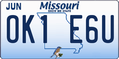 MO license plate OK1E6U