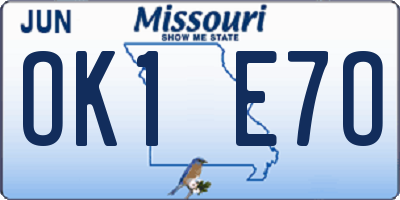 MO license plate OK1E7O