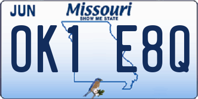 MO license plate OK1E8Q