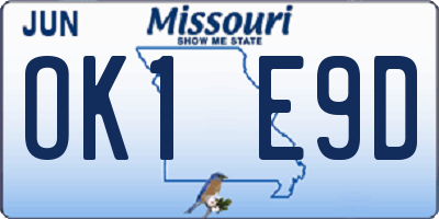 MO license plate OK1E9D