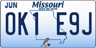 MO license plate OK1E9J