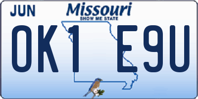 MO license plate OK1E9U
