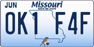 MO license plate OK1F4F