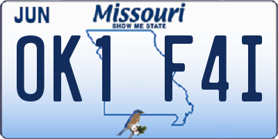 MO license plate OK1F4I