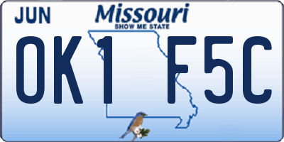 MO license plate OK1F5C