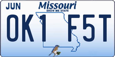 MO license plate OK1F5T