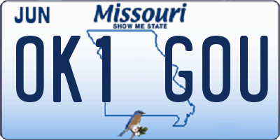 MO license plate OK1G0U