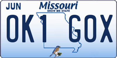 MO license plate OK1G0X