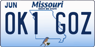 MO license plate OK1G0Z