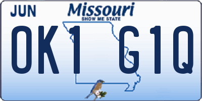 MO license plate OK1G1Q