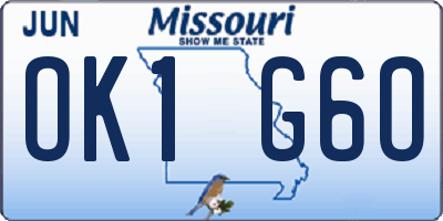 MO license plate OK1G6O