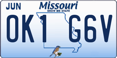 MO license plate OK1G6V