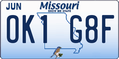 MO license plate OK1G8F