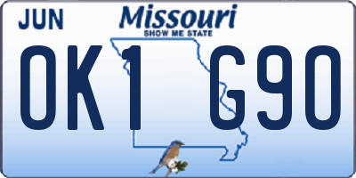 MO license plate OK1G9O