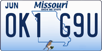 MO license plate OK1G9U