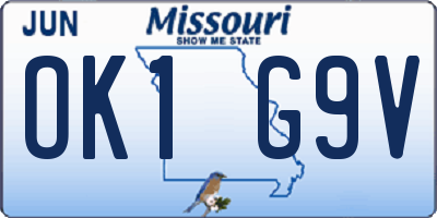 MO license plate OK1G9V