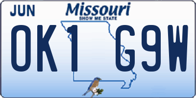MO license plate OK1G9W