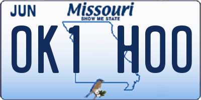 MO license plate OK1H0O