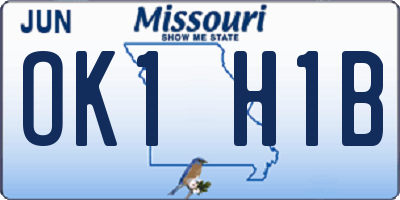 MO license plate OK1H1B