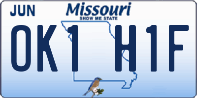 MO license plate OK1H1F