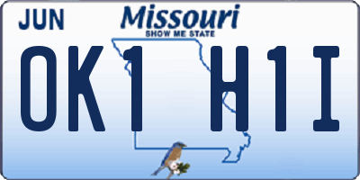 MO license plate OK1H1I
