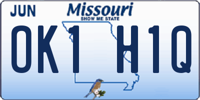 MO license plate OK1H1Q