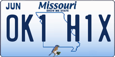 MO license plate OK1H1X