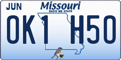 MO license plate OK1H5O