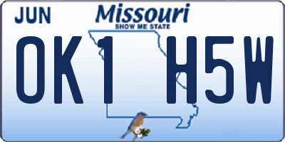MO license plate OK1H5W