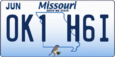 MO license plate OK1H6I