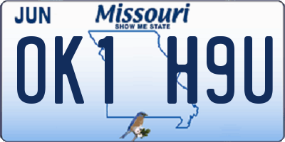 MO license plate OK1H9U