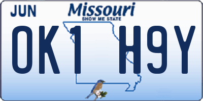 MO license plate OK1H9Y
