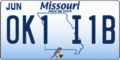 MO license plate OK1I1B