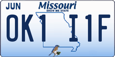 MO license plate OK1I1F