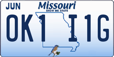 MO license plate OK1I1G