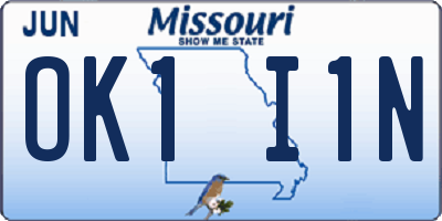 MO license plate OK1I1N