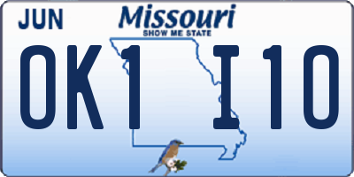 MO license plate OK1I1O