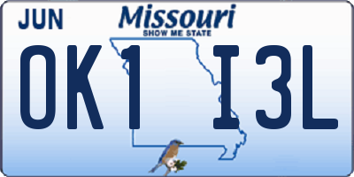 MO license plate OK1I3L