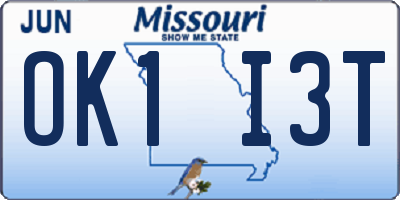MO license plate OK1I3T
